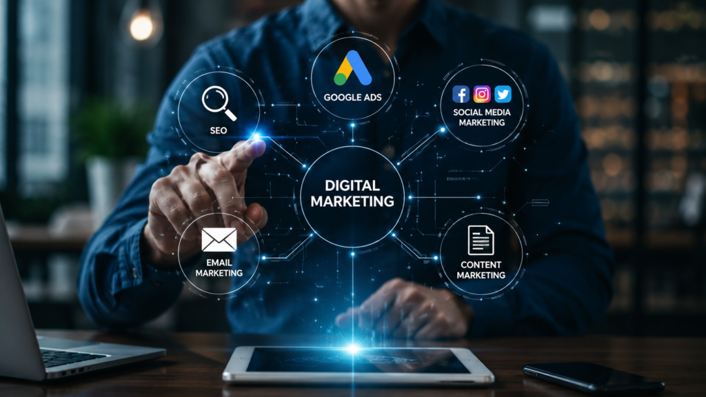 Digital marketing channels working together for online growth