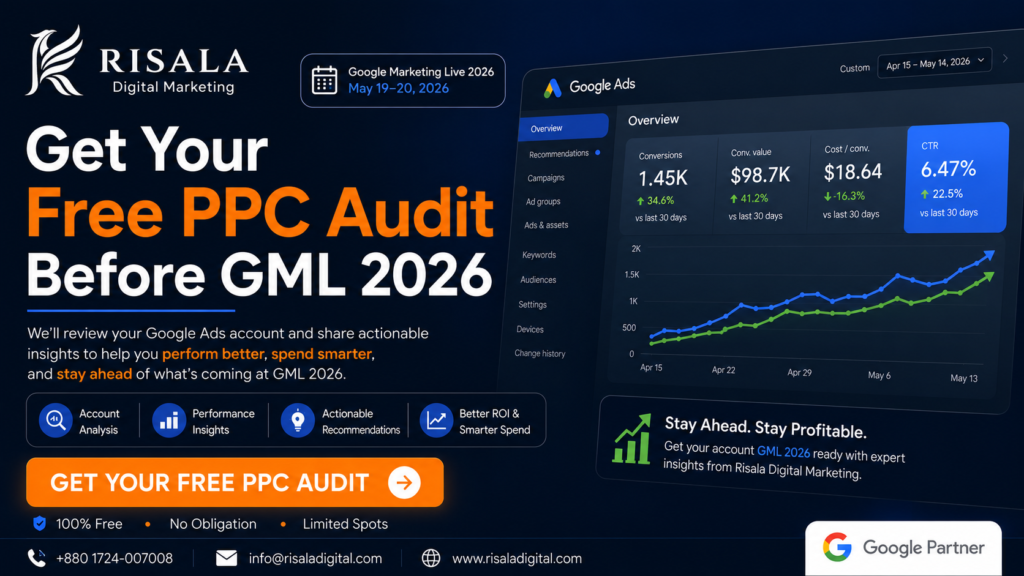 Risala Digital Marketing Google Ads PPC         │
│  management services — Free campaign audit offer for        │
│  Google Marketing Live 2026